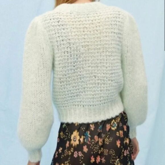 Aritzia Wilfred  Le Fou Shimmy Sweater Ginger Mint Alpaca Wool Blend- Size Small - Picture 2 of 11